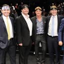 (L-R) Filmmakers Jon Hurwitz and Hayden Schlossberg actor Billy Zabka, filmmaker Josh Heald, and actor Ralph Macchio will be shutting the doors of the dojo as Cobra Kai comes to an end (Credit: Getty Images)