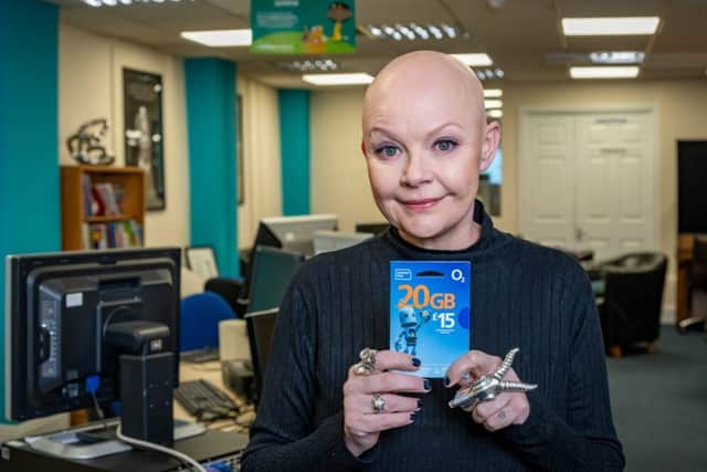 ( FOR 72Point Ltd/ Hope&amp;Glory )Broadcaster, Gail Porter at Learn for Life in Sheffield. Virgin Media O2 and digital inclusion charity, The Good Things Foundation , want to raise awareness of The National Databank which has opened its 1,000th centre in the U.K.