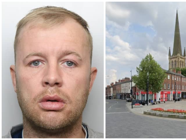 Appleton sexually assaulted a woman in Wakefield city centre and then punched a mate unconscious one day after being released from jail. (pic by WYP / Google Maps)
