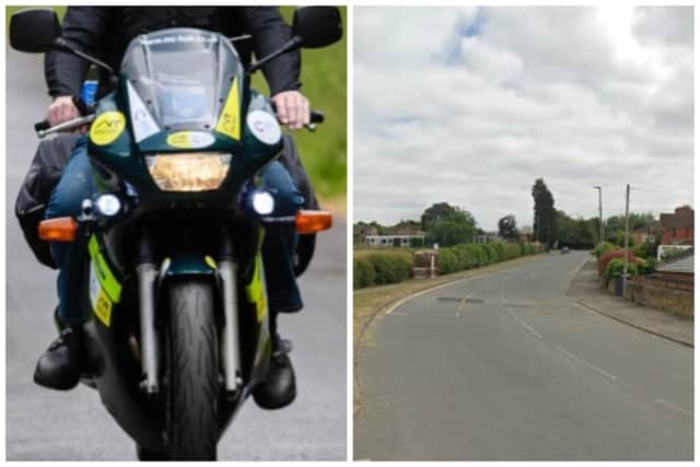 The biker was hit on Leeds Road in Ossett. (pics by National World / Google Maps)