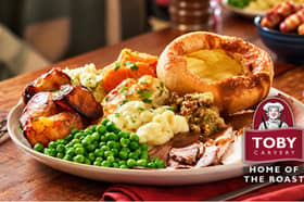 A traditional Toby Carvery roast dinner with all the trimmings.