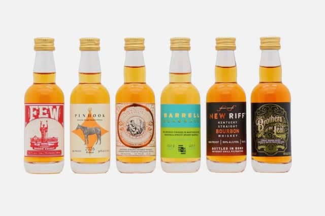 Six of the 24 American whiskeys featured in the luxury £219.95 Christmas advent calendar.