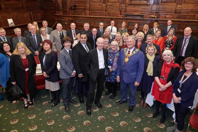 Coun Box was joined by colleagues for a reception after the meeting. Picture from Wakefield Council.