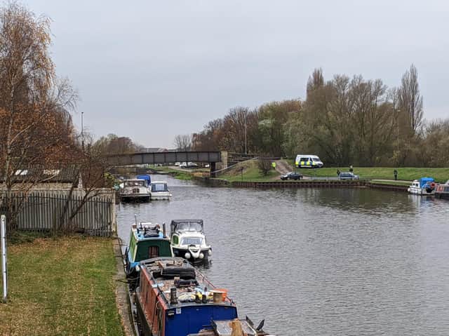 Police at the canal close to Lock Lane.