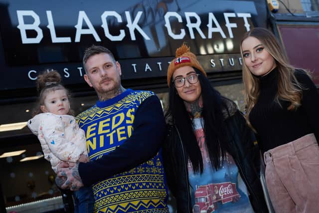 Black Craft Tattoos is going to donate some of its profits for each tattoo to a charity in the run up to Christmas.
Craig Wilson, Eva Wilson, Mila Wilson and Sarah Smith
