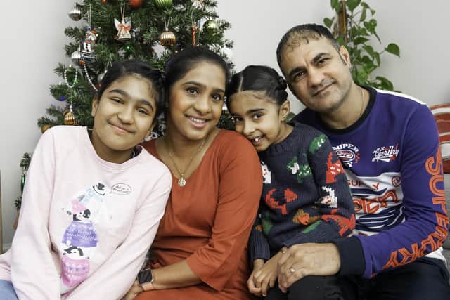 Surinder with her family Gurleen (10, Hargun (8) and husband Harmit Singh.