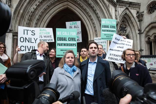 Rebecca Steinfeld and Charles Keidan won a legal battle for the right to heterosexual civil partnerships in 2018.They were among the first mixed-sex couples to be registered as civil partners.