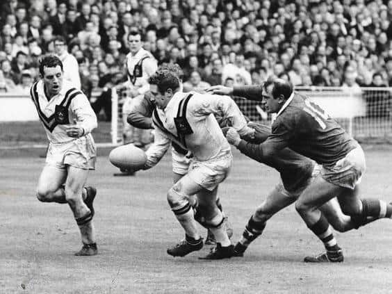 Johnny Ward on the ball for Cas in the 1969 Challenge Cup final.