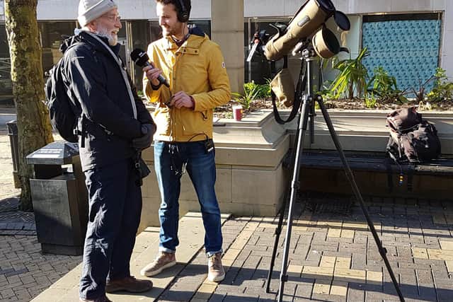 LIVE: Johnny I’Anson, of BBC Radio Leeds, quizzes peregrine project chairman Colin Booker.