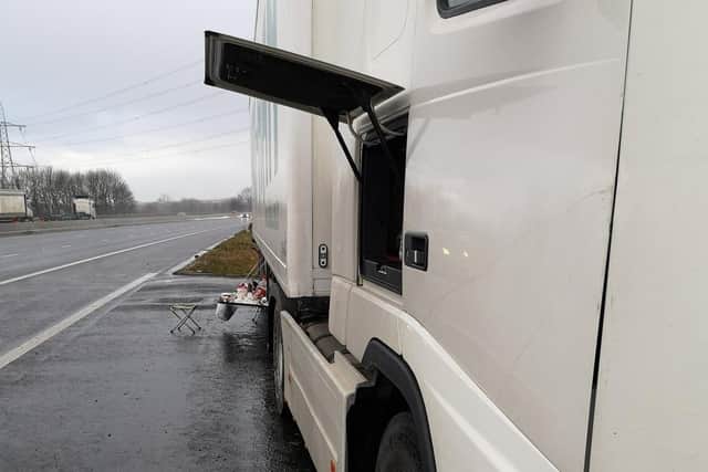 A driver has been fined after they stopped on the hard shoulder at Wakefield to cook themselves breakfast.