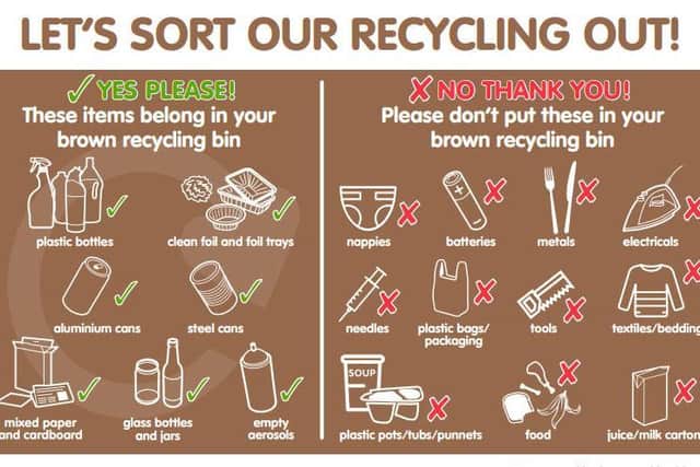 The council has produced this graphic to help inform residents about what materials are recyclable.