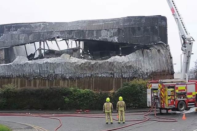 The aftermath of the fire which destroyed the Speedibake factory in Wakefield