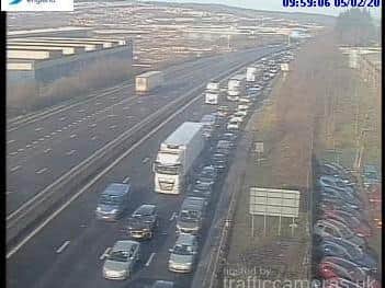 More than 11 miles of traffic have been reported on the M1 this morning after a serious collision closed the road at Sheffield.