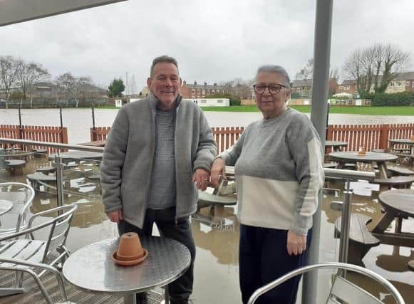Paul and Pauline Robinson in the beer garden at the Horse and Jockey.
