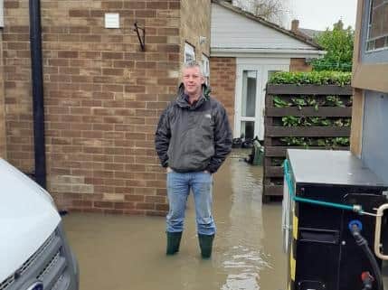 David Taylor at his flooded home in Horbury Bridge.