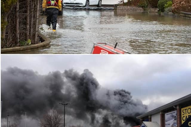 Council workers, as well as fire and ambulance crews have had to help mitigate two major emergencies already this month. Pictures courtesy of John Clifton and YorkshireDave
