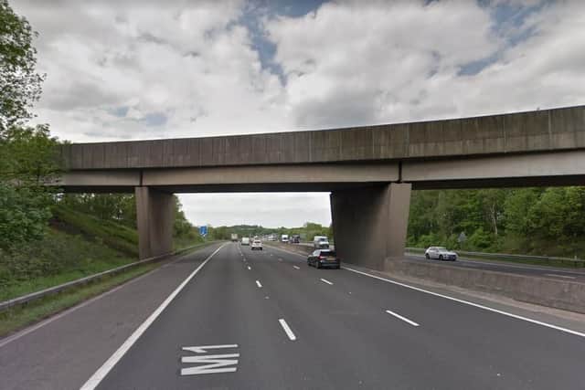 Emergency services were called to reports that a pedestrian had been involved in a collision with a black Mercedes CLA on the M1.Photo: Google Maps