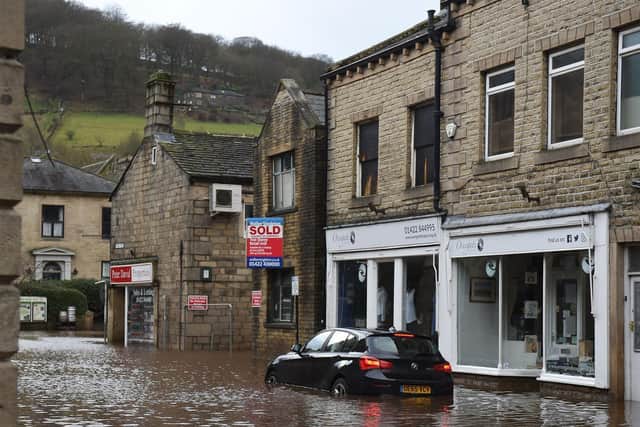 Yorkshire is still recovering from heavy rain last month. Hebden Bridge was flooded in late February following heavy rain. Credit: Oli Scarff / AFP