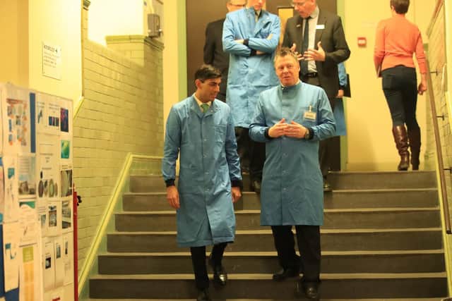 Chancellor Rishi Sunak pictured at the Leeds General Infirmary. Pic: PA