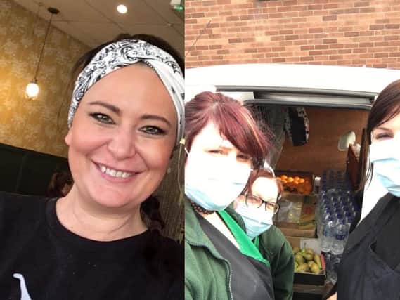 Debby Maizey of Pontefract's Little Green Bistro (left) and staff at Glasshoughton's Sid's Pantry and Catering (right) are helping serve food to their communities
