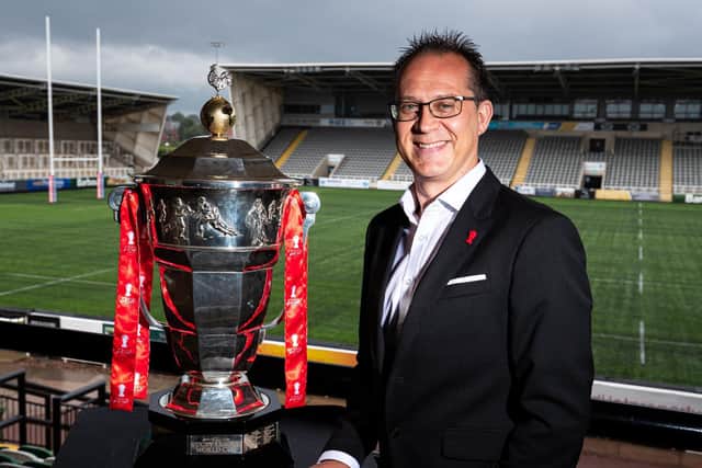 RLWC chief executive Jon Dutton with the trophy. Picture by Alex Whitehead SWpix.com