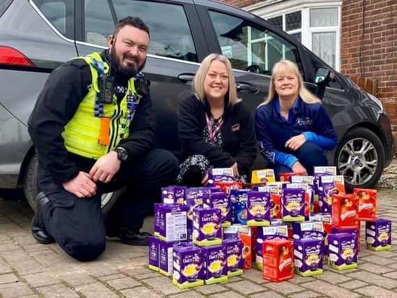 Easter eggs stolen from Knottingley Town Hall by thieves have been replaced, thanks to generous donations from members of the community, Wakefield District Housing and the police.