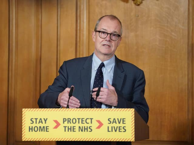 10 Downing Street of Chief Scientific Adviser Sir Patrick Vallance answering questions from the media via a video link during a media briefing in Downing Street, London, on coronavirus (COVID-19). Photo: Pippa Fowles/Crown Copyright/10 Downing Street