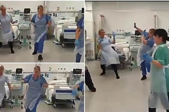 The staff at Pinderfields maternity ward all too part in a dance to share an important message with the public.
