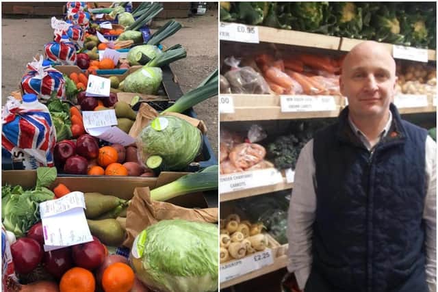 Greengrocer and councillor Simon Fishwick has been distributing isolation boxes, packed with essentials, out to the community.