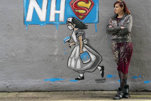 Rachel List has completed several pieces of work over a matter of days on walls and fences in dedication to frontline NHS staff during the coronavirus pandemic, drawing comparisons to the notorious street artist, Banksy.