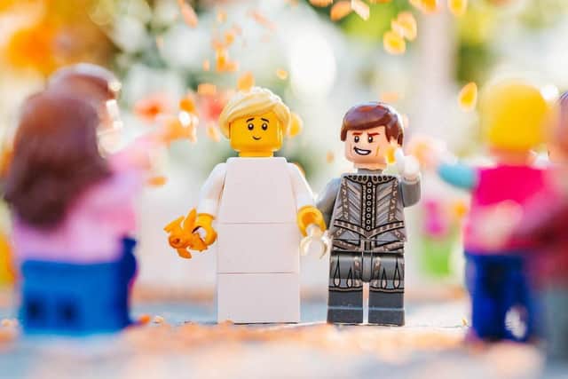 Photographer Andy Matheson captured the tiny Lego wedding in his back garden.