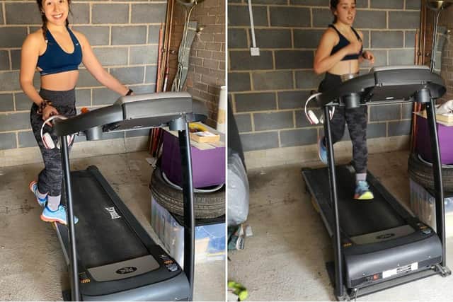 Alia completed the London Marathon on a treadmill due to lockdown.
