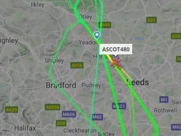 The RAF A400M Atlas aircraft on its training approaches (Photo: flightradar24)