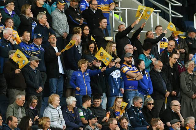 Leeds Rhinos supporters in Emerald Headingley's new North Stand. Picture by Jonathan Gawthorpe.