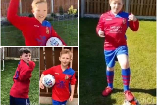 The youngsters at Moorthorpe and South Elmsall U9s learned the lyrics from the New Order track - World in Motion - with the players then being filmed in their own homes and gardens rapping a line each before showing off their skills with the ball.