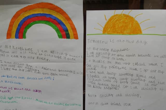 Neve Howell, seven, of Hailhead Drive in Pontefract, has been writing letters and drawing pictures to keep her street smiling throughout the lockdown