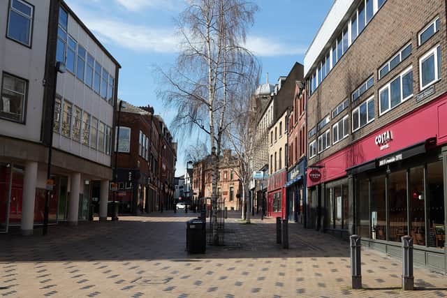 An empty Wakefield city centre.