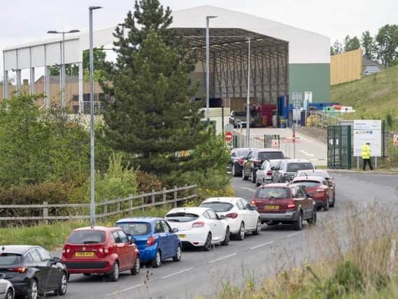 Queues at the Glass Houghton site on Monday.