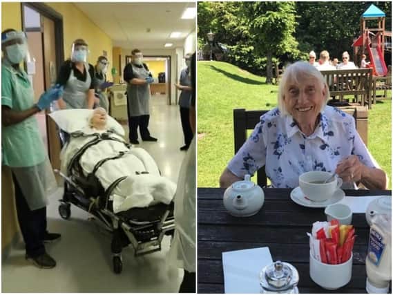 Catherine Maynard Grace, known to her family as Auntie Kitt, has been discharged from hospital - just eight days after her family were told she had only hours to live. Photos: Mid Yorkshire NHS Trust/Alison Rodriguez