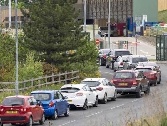 Huge tailbacks were seen at the Glass Houghton site last Monday - the day the council reopened the centre