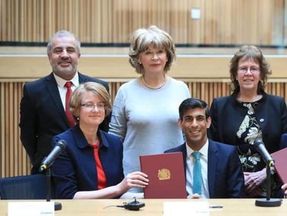 Council leaders from across West Yorkshire with Chancellor Rishi Sunak as the proposed deal was finalised in March.