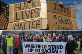 People in Wakefield are being encouraged to take the knee in solidarity with protesters in America. Bottom: Members of Wakefield Stand Up To Racism, pictured prior to lockdown.