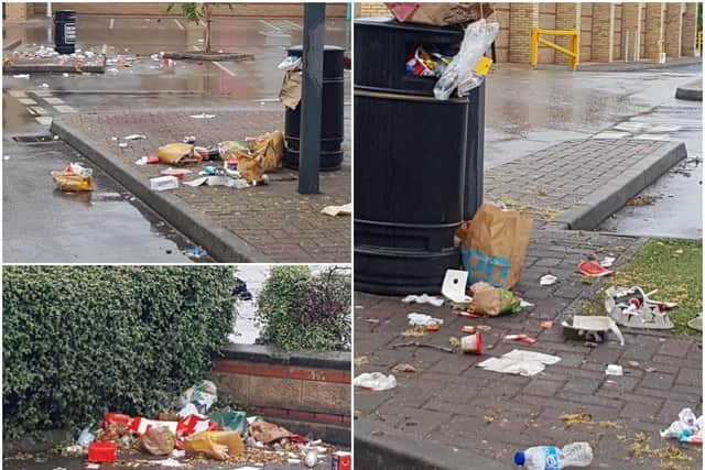 Police in Wakefield have shared photos of hundreds of pieces of litter abandoned in the city's car parks. Photos: West Yorkshire Police