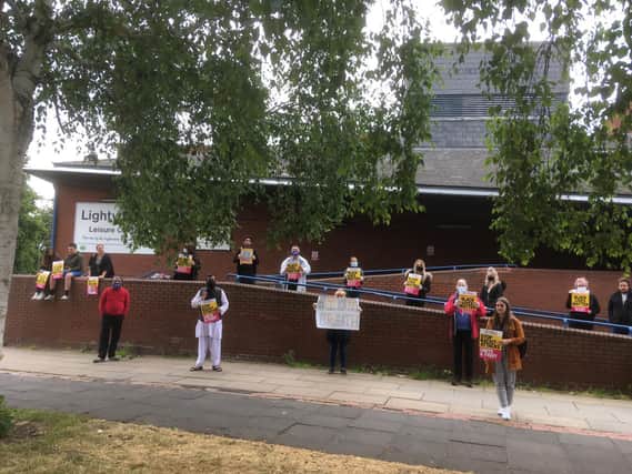 Dozens of people in Wakefield took part in a protest to show solidarity with Black Lives Matter protesters around the world. Photo: Wakefield Stand Up To Racism