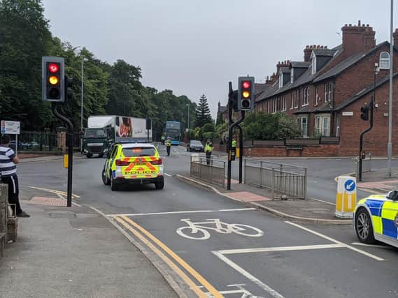 A cyclist has been taken to hospital after a collision on a busy Wakefield road.