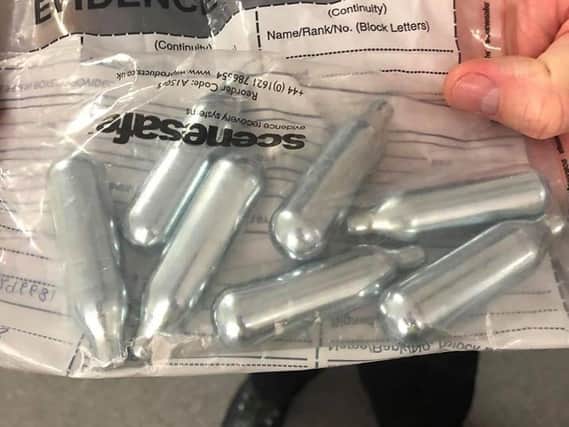 The nitrous oxide canisters found in Pontefract.