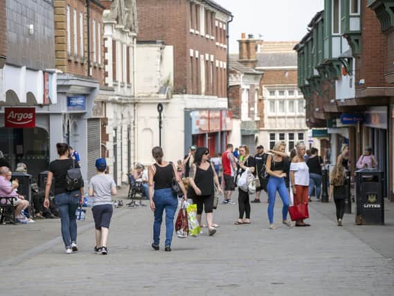 Shoppers in Pontefract town centre