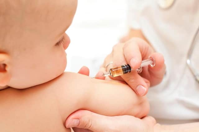 The World Health Organisation recommends at least 95% of newborns should get the six-in-one jab, which protects against six serious infections including polio, whooping cough and diphtheria.