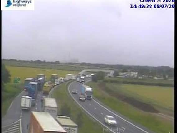 Almost 10 miles of congestion has been reported on the A1 at Pontefract this afternoon. Photo: Highways England