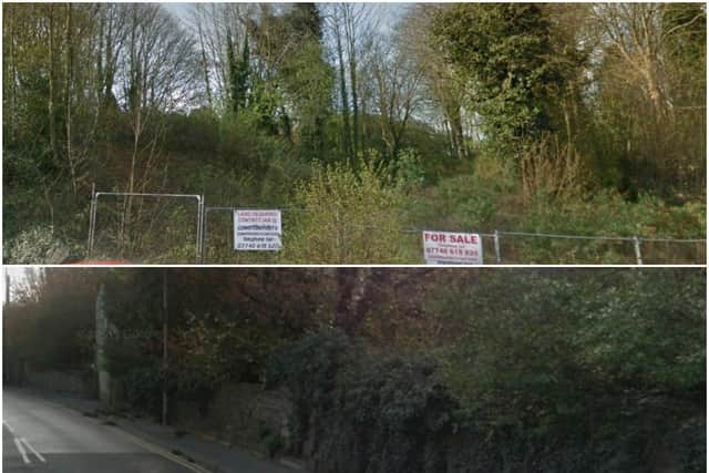 Top: A view of the proposed site from Mill Hill Road in Pontefract. Beneath is a view of the land from Wakefield Road.